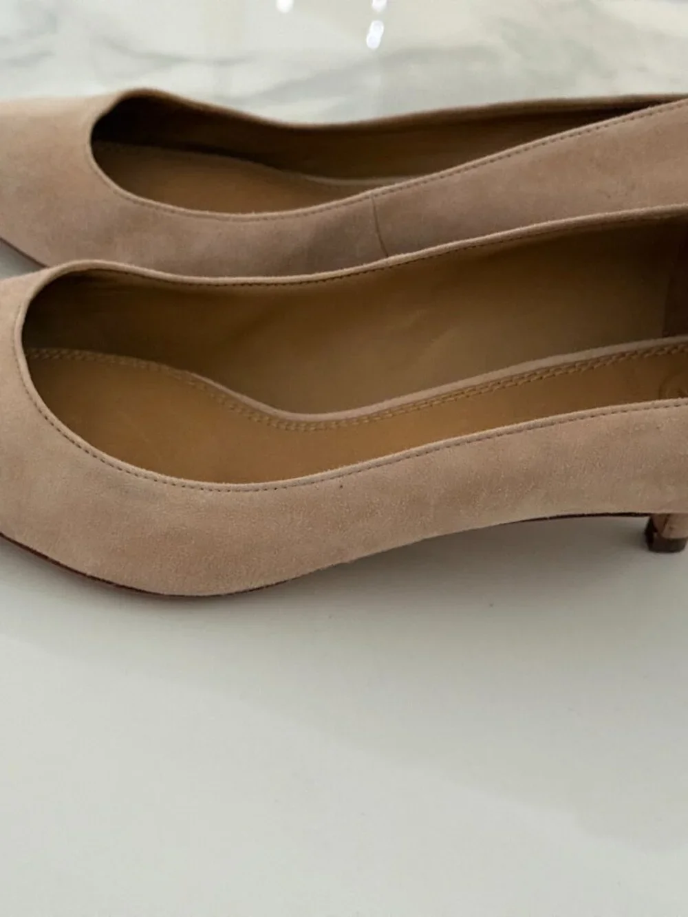 Tory Burch Elizabeth T LOGO Pointed Toe Heel Pump Blush Pink Suede - 8.5M